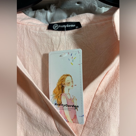 Chic Peach V-Neck 100% Blouse - Picture 3 of 6